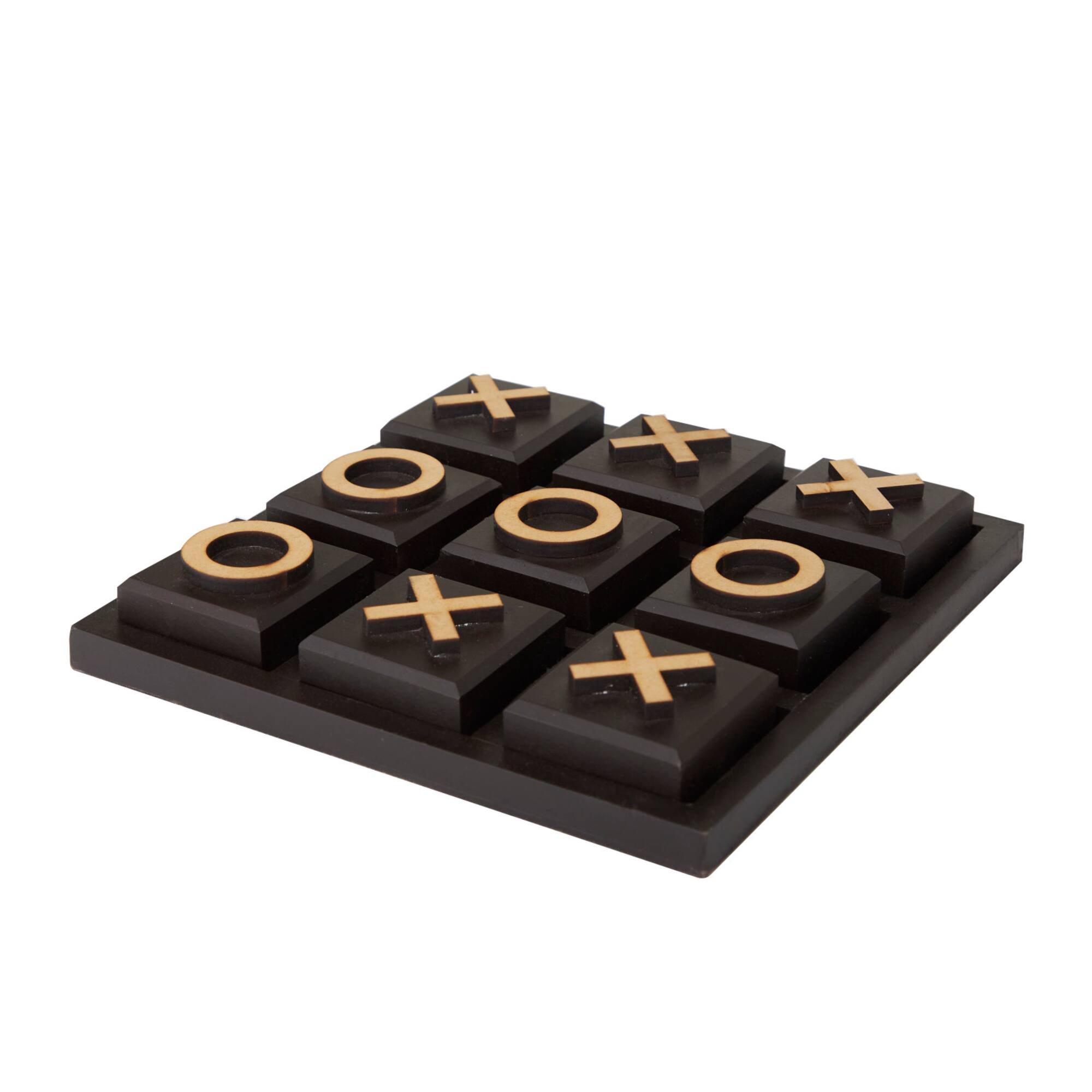 10" Black Wood Tic-Tac-Toe Game Set